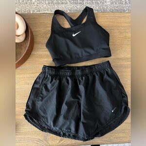 Nike Black Sports bra and shorts (look at description for size)